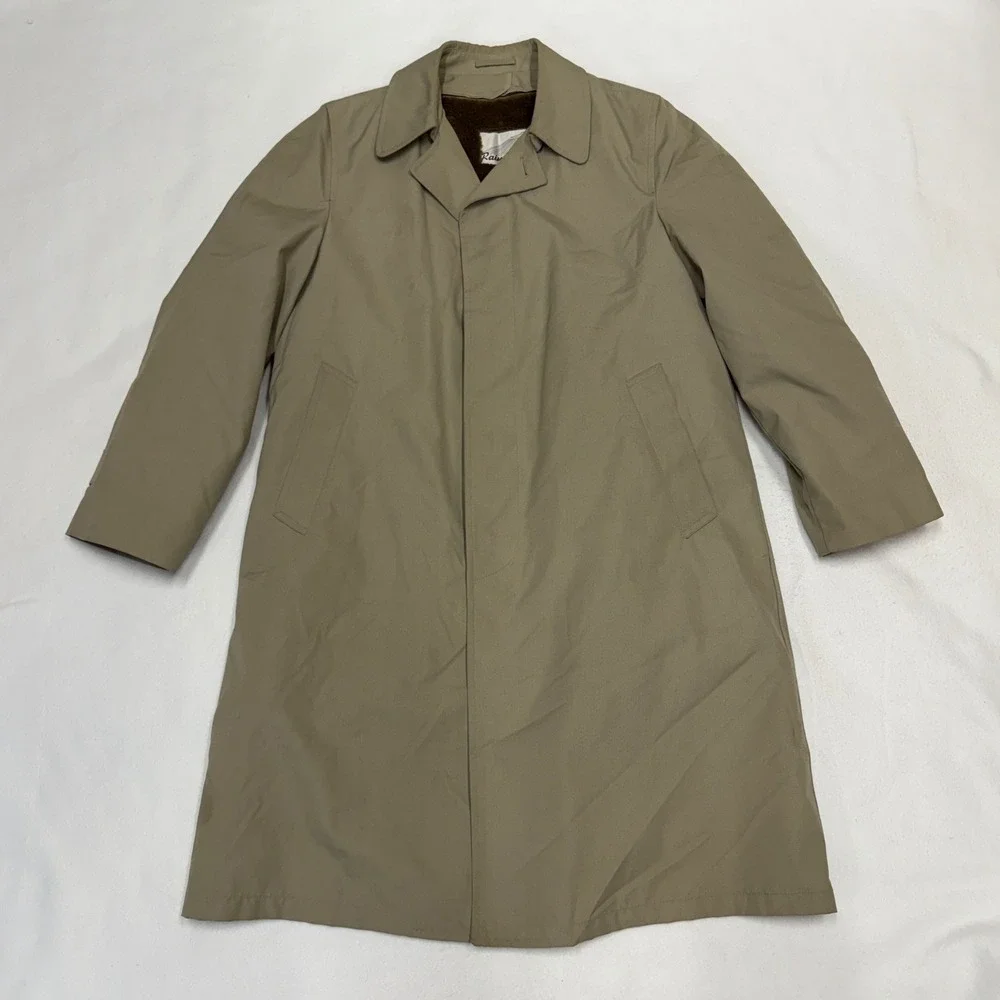Raintamer Mens Tan Full Length Trench Coat Lined Style 60604 Size 40 Vintage‎